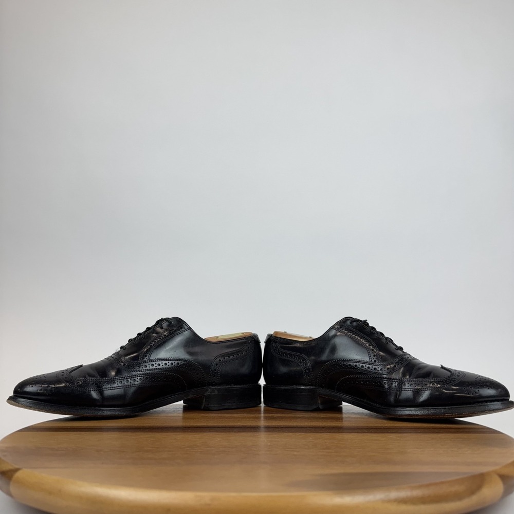 Mens Allen Edmonds Lloyd Black Leather Scalloped Oxfords Dress Shoes Size 9.5 D - Picture 5 of 8
